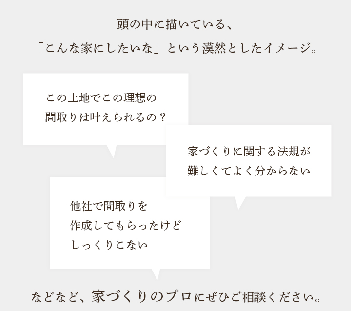 家づくりのお悩みをプロにご相談ください