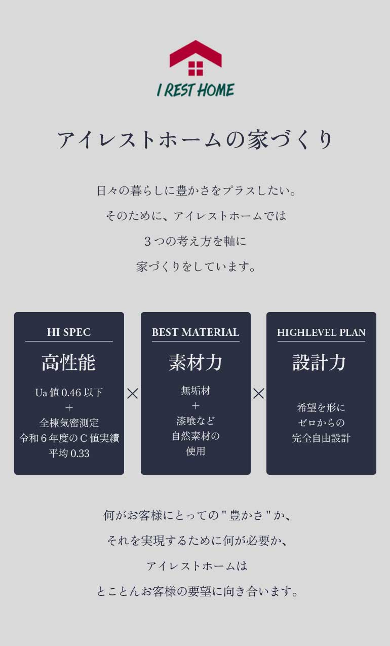 アイレストホームの家づくりについて