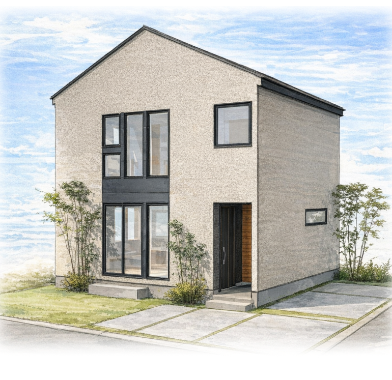 佐伯区八幡モデルハウス外観