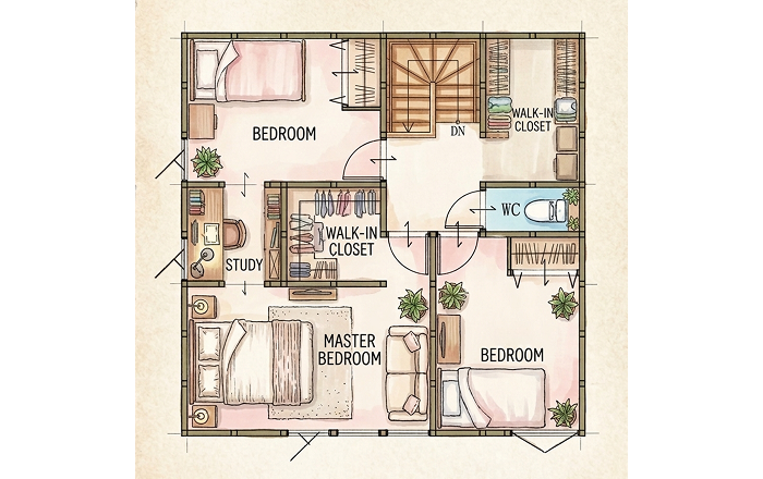 2nd PLAN 3LDK＋書斎＋WIC＋FCLの間取り図