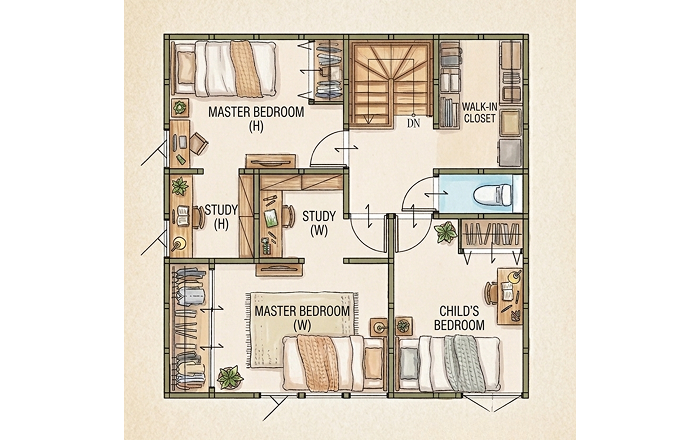 3rd PLAN 3LDK＋書斎（2）＋FCLの間取り図