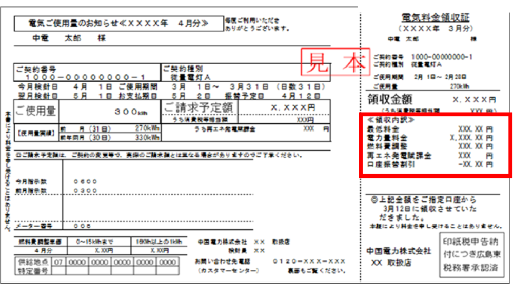 電気料金のお知らせ